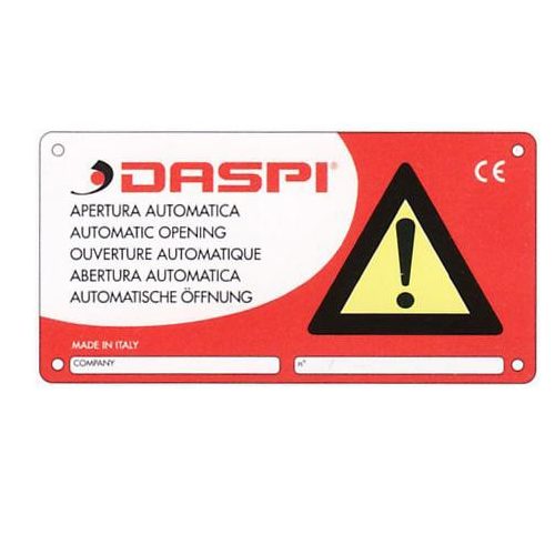 DASPI CARTELLO ATTENZIONE Automata kapu működésére figyelmeztető fémtábla