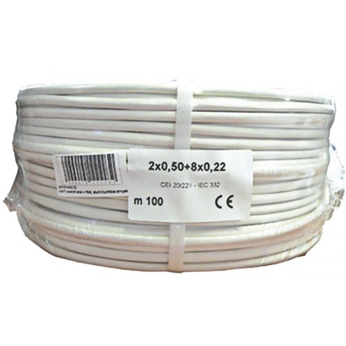 Erősített biztonságtechnikai kábel 2 x 0.5 + 8 x 0.22 102711