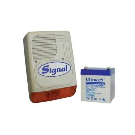   SIGNAL PS-128A + 4 Ah akkumulátor Kültéri hang-fényjelző szabotázsvédett fémházban PS128A