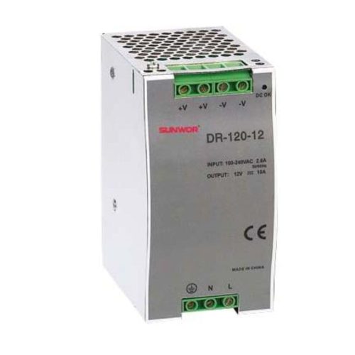 SUNWOR DR-120-12 DIN sínre szerelhető kapcsolóüzemű tápegység 12 VDC 8.3 A DR12012