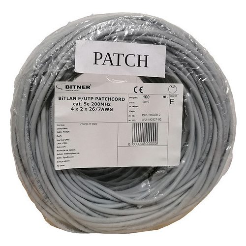 Tömör 4 x 2 x 0,5 U/UTP CAT.5e 200MHz Bitner 100m 120794