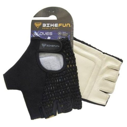BIKEFUN rövid kötött biciklis kesztyű fekete S-es