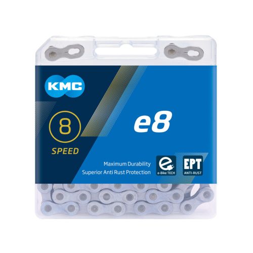 KMC Lánc KMC E8 8 speed e-bike 1/2 x 3/32 136 SIL/BLK (30/doboz) E8S
