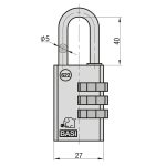 Basi VHS 622 25  számzáras réz lakat B62202500