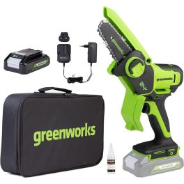   Greenworks 24V Mini Láncfűrész G24MCS10 akku és töltő nélkül 2008207-GW