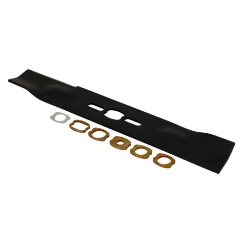 Fűnyíró kés  380 mm, univerzális egyenes, betétgyűrűvel utángyártott MOG918/R