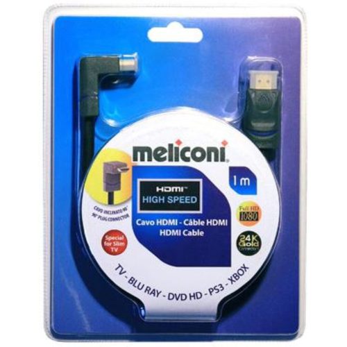 Meliconi H1M90 HDMI kábel 90°-os csatlakozóval 1 m