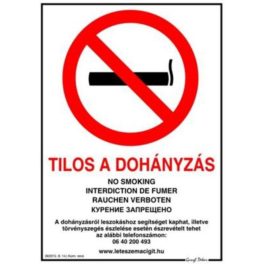   JKH Tábla öntapadós matrica A4 TILOS A DOHÁNYZÁS 3427100