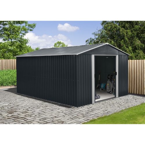 Riwall RMSA 12x10 Anthracite fém kerti tároló 3 x 3,7 m nyeregtetővel (antracit) - SD-X1210-H170C-A