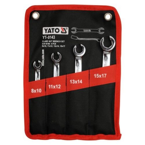 YATO Fékcsőkulcs készlet 4 részes 8-17 mm ipari CrV 6140 - YT-0143