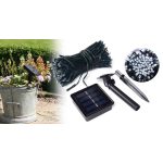 Napelemes kerti fényfüzér 100 LED melegfehér 20 méteres