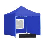 Kerti pavilon összecsukható 3-fallal hordtáskával 2,9x2,9m kék HOP1000807-1