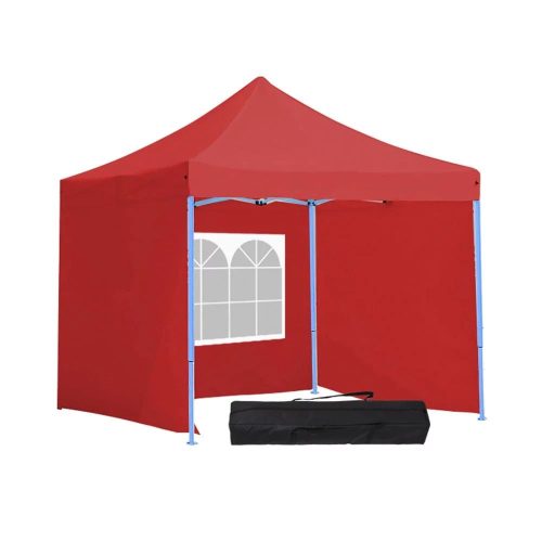 Kerti pavilon összecsukható 3-fallal hordtáskával 2,9x2,9m piros HOP1000807-2