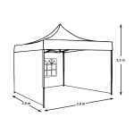 Kerti pavilon összecsukható 3-fallal hordtáskával 2,9x2,9m fehér HOP1000807-3