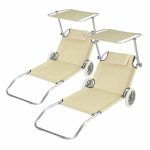 2db mobil napozó ágy árnyékolóval bézs HOP1000934-1