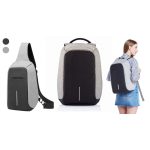 Lopásbiztos hátizsák és oldaltáska szett szürke HOP1000970-2