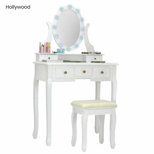 Tükrös fésülködő asztal Hollywood fehér HOP1000990-1
