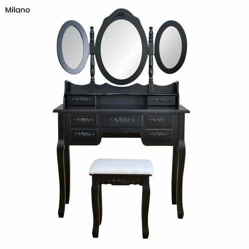 Tükrös fésülködő asztal Milano fekete HOP1000992-2