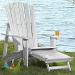 Kerti fa szék kihúzható lábtartóval fehér HOP1001163-2