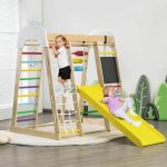 Fa mászóka csúszdával krétatáblával HOP1001511