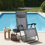 Zéró gravitációs szék napellenzővel és pohártartóval 2db szürke HOP1001529-1