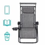 Zéró gravitációs szék napellenzővel és pohártartóval 2db szürke HOP1001529-1