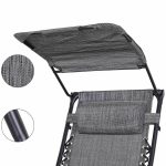 Zéró gravitációs szék napellenzővel és pohártartóval 2db szürke HOP1001529-1