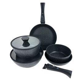   9-részes tapadásmentes edény- és serpenyőkészlet levehető fogantyúval HOP1001652