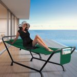 Függőágy 2-lábas tartóállvánnyal sötétzöld HOP1001731