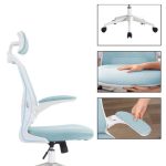 Ergonomikus irodai szék deréktámasszal fejtámlával világoskék HOP1001787-3