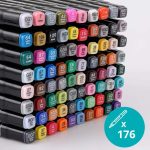 176db-os kétvégű alkoholos marker készlet fadobozban HOP1001856